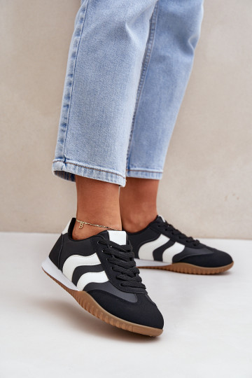 Classic Women's Sneakers Made Of Eco Leather Black Maretina