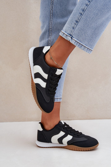 Klasyczne Sneakersy Damskie Z Eko Skóry Czarne Maretina 2