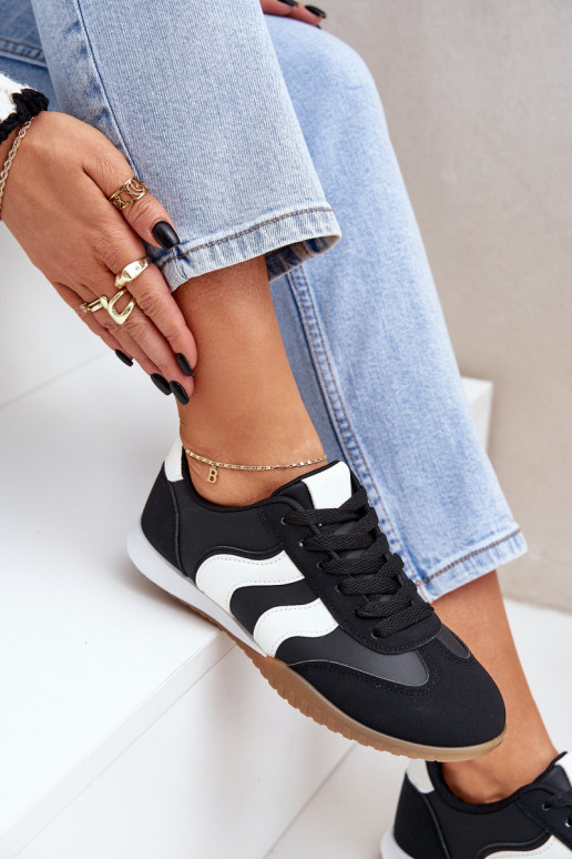 Classic Women's Sneakers Made Of Eco Leather Black Maretina