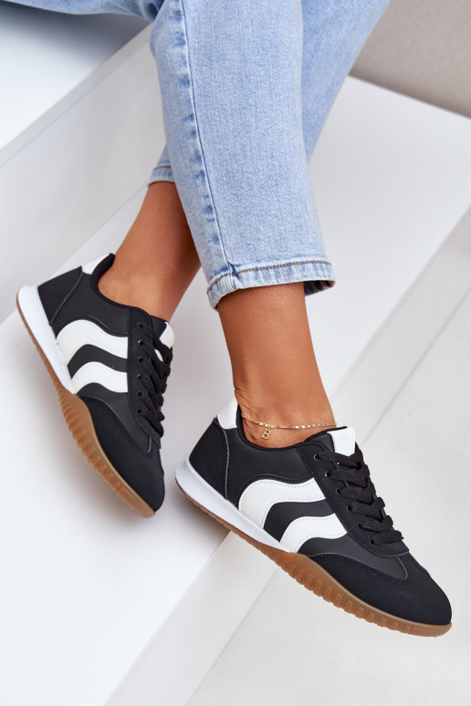 Classic Women's Sneakers Made Of Eco Leather Black Maretina