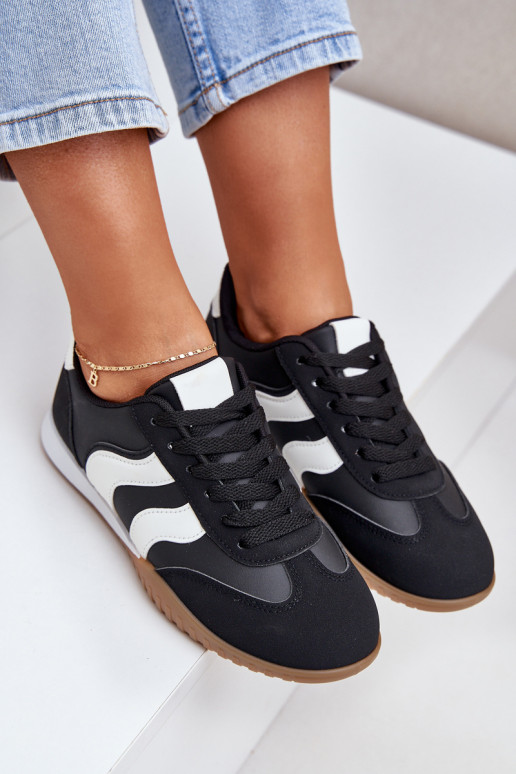 Classic Women's Sneakers Made Of Eco Leather Black Maretina