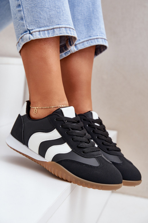 Classic Women's Sneakers Made Of Eco Leather Black Maretina
