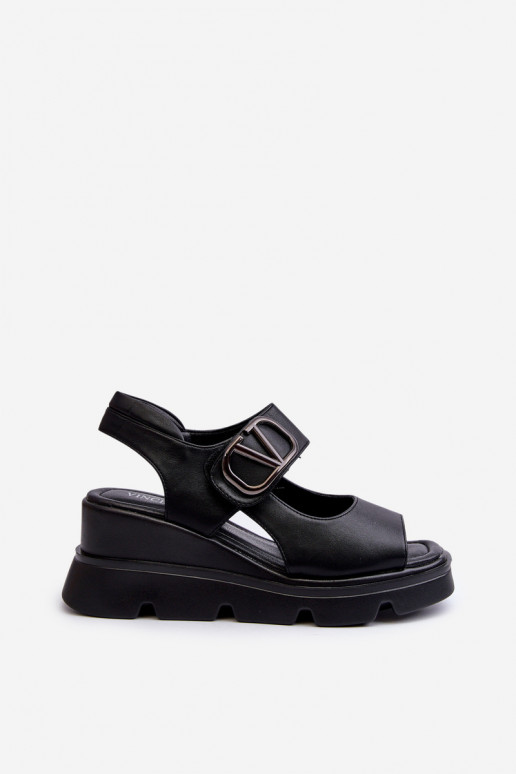 Women's Black Wedge and Platform Sandals in Eco Leather Triaola
