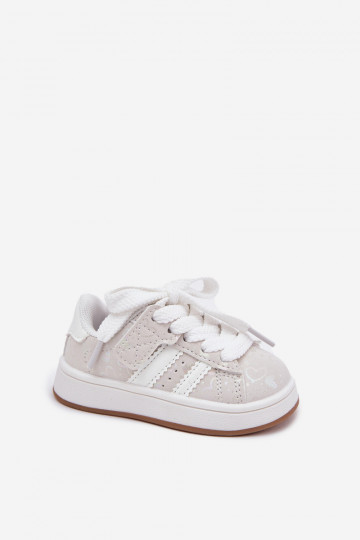 Buty Sportowe Sneakersy Dziecięce W Serduszka Białe Mirelle 2