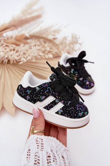Children's Sports Sneakers With Hearts Black Mirelle