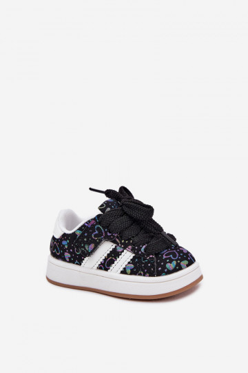 Buty Sportowe Sneakersy Dziecięce W Serduszka Czarne Mirelle 2