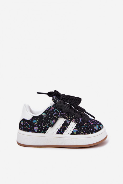 Children's Sports Sneakers With Hearts Black Mirelle