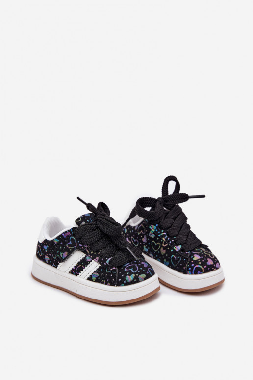 Children's Sports Sneakers With Hearts Black Mirelle