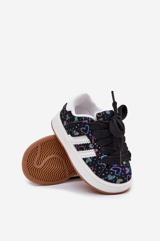 Children's Sports Sneakers With Hearts Black Mirelle