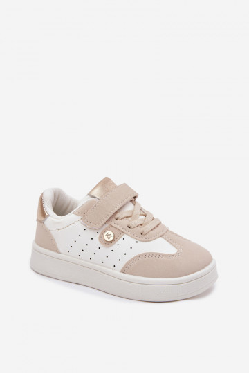 Buty Sportowe Sneakersy Dziewczęce Na Rzep Beżowe Zarina 2