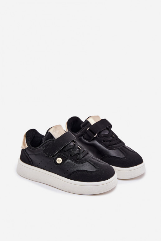 Buty Sportowe Sneakersy Dziewczęce Na Rzep Czarne Zarina