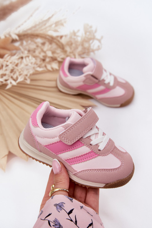 Children's sneakers sports shoes with velcro pink Viona