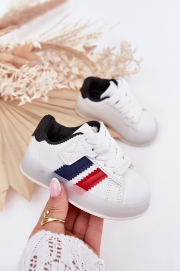 Sports Shoes Sneakers For Children With Glowing Sole White-Black Arielle