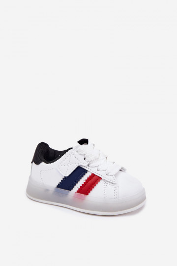 Buty Sportowe Sneakersy Dziecięce Ze Świecącą Podeszwą Biało-Czarne Arielle 2