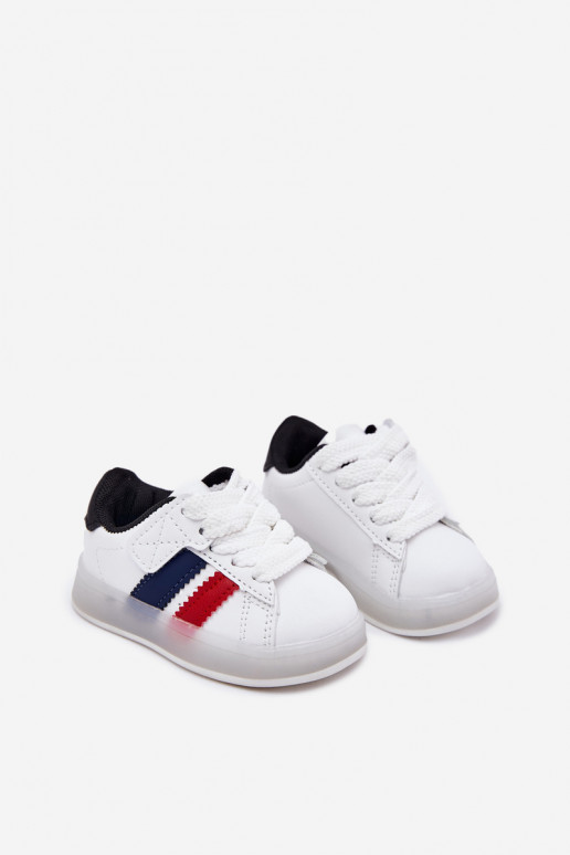 Buty Sportowe Sneakersy Dziecięce Ze Świecącą Podeszwą Biało-Czarne Arielle Buty Sportowe Sneakersy Dziecięce Ze Świecącą Podeszwą Biało-Czarne Arielle