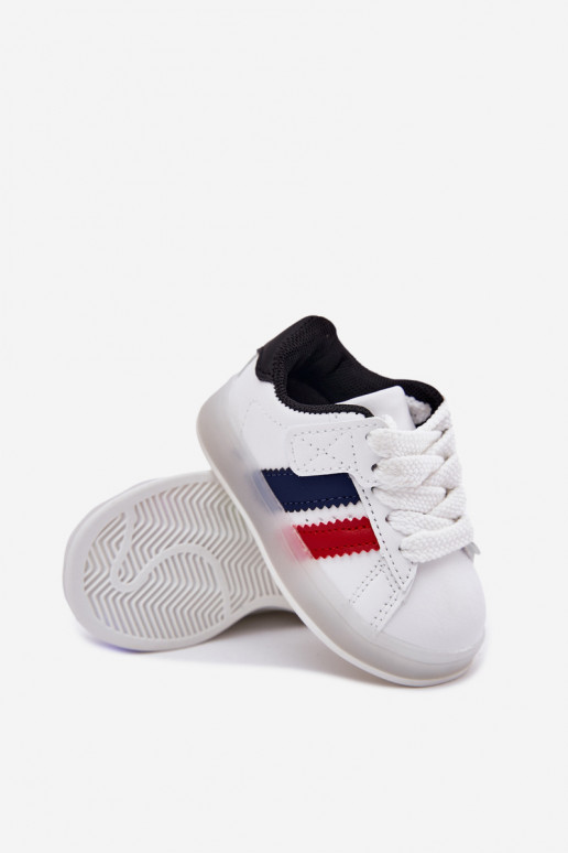 Buty Sportowe Sneakersy Dziecięce Ze Świecącą Podeszwą Biało-Czarne Arielle Buty Sportowe Sneakersy Dziecięce Ze Świecącą Podeszwą Biało-Czarne Arielle