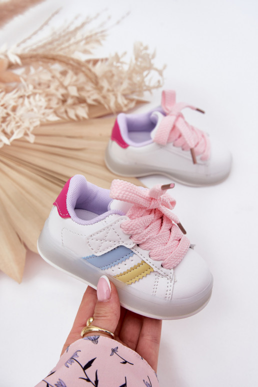 Sports Shoes Kids Sneakers With Light Up Sole White-Pink Arielle Sports Shoes Kids Sneakers With Light Up Sole White-Pink Arielle