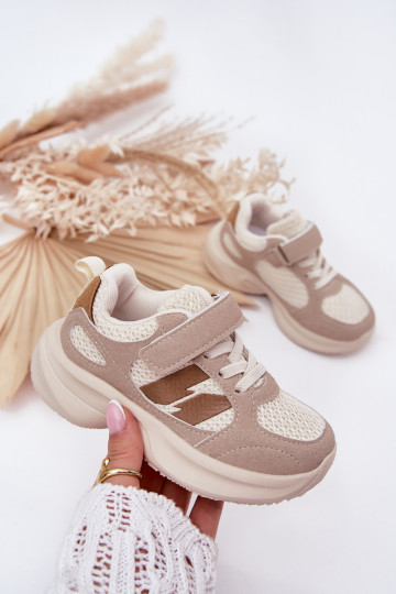 Buty Sportowe Sneakersy Dziecięce Na Rzep Beżowe Selinea