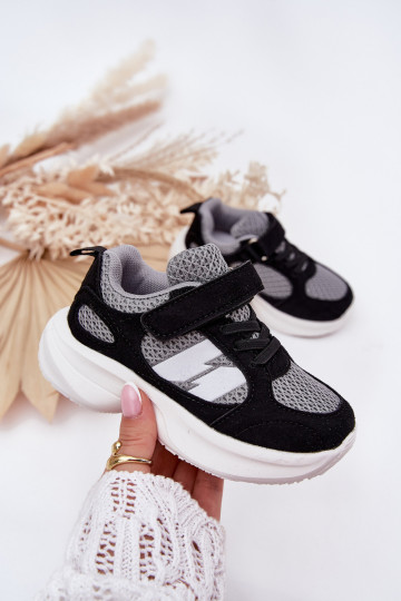 Children's Sports Sneakers With Velcro Black-Gray Selinea