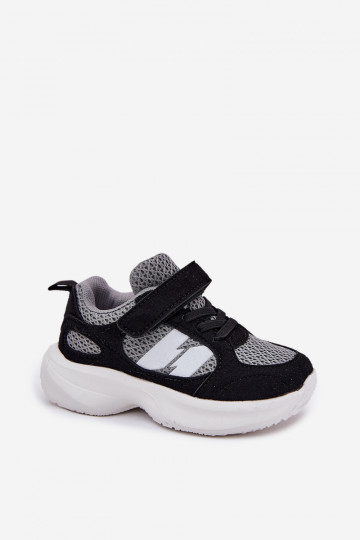 Buty Sportowe Sneakersy Dziecięce Na Rzep Czarno-Szare Selinea 2