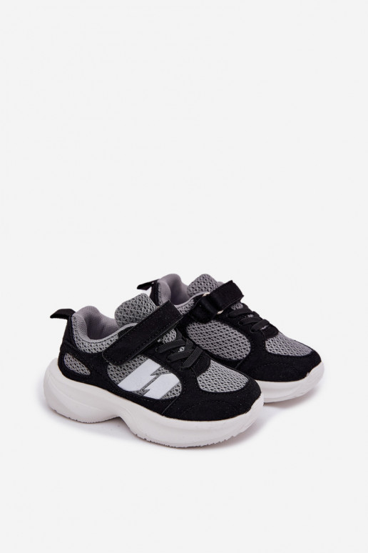 Children's Sports Sneakers With Velcro Black-Gray Selinea Children's Sports Sneakers With Velcro Black-Gray Selinea