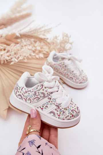 Girls Sports Shoes With Unicorn Motif White Ilana