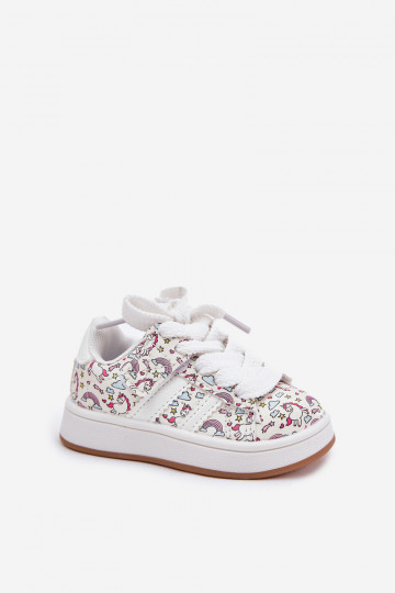 Girls Sports Shoes With Unicorn Motif White Ilana 2