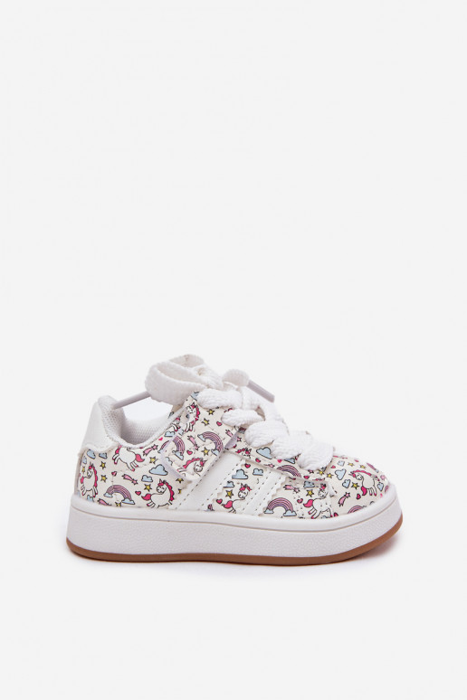 Girls Sports Shoes With Unicorn Motif White Ilana