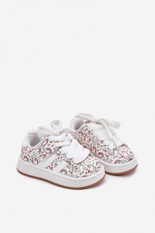 Girls Sports Shoes With Unicorn Motif White Ilana