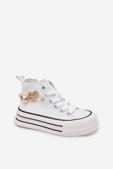 Children's High Sneakers With Golden Decoration White Elvena 2