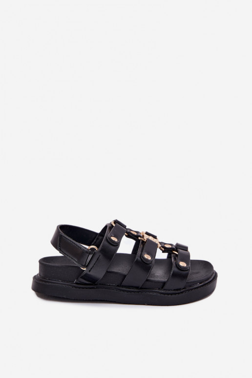 Girls sandals with golden detail black Lunessa