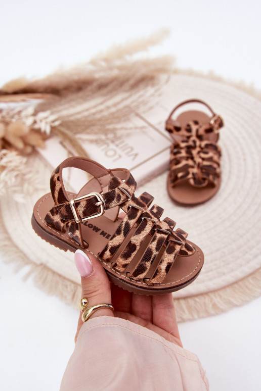 Girls' Children's Sandals Made Of Eco Leather Leopard Mariana