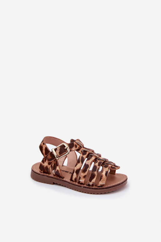 Girls' Children's Sandals Made Of Eco Leather Leopard Mariana