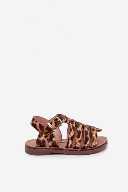 Girls' Children's Sandals Made Of Eco Leather Leopard Mariana