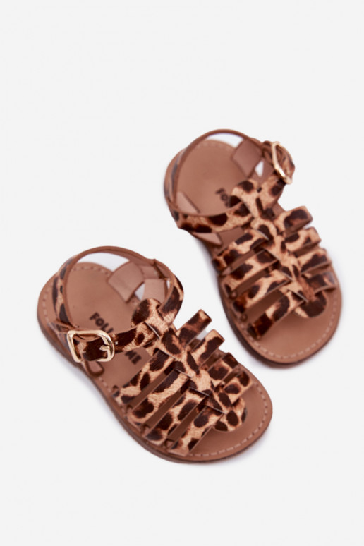 Girls' Children's Sandals Made Of Eco Leather Leopard Mariana