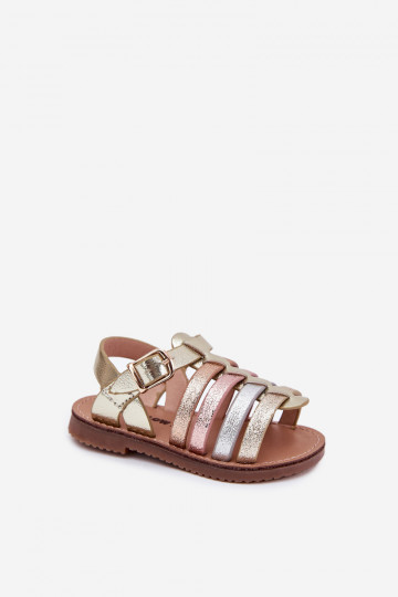 Girls Children Sandals Made Of Eco Leather Golden Mariana 2