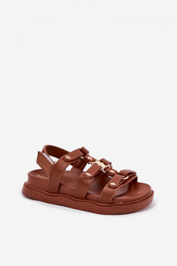 Girls sandals with gold detail brown Lunessa 2