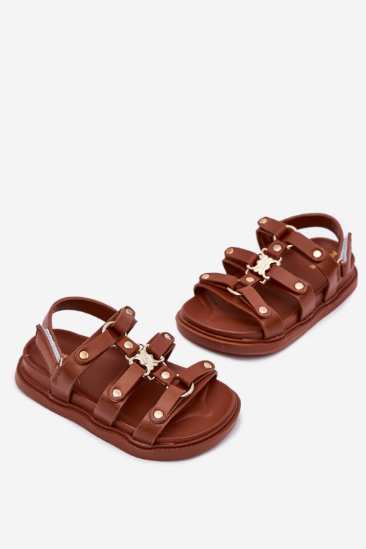 Girls sandals with gold detail brown Lunessa