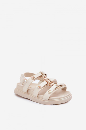 Girls Sandals With Golden Detail Beige Lunessa 2