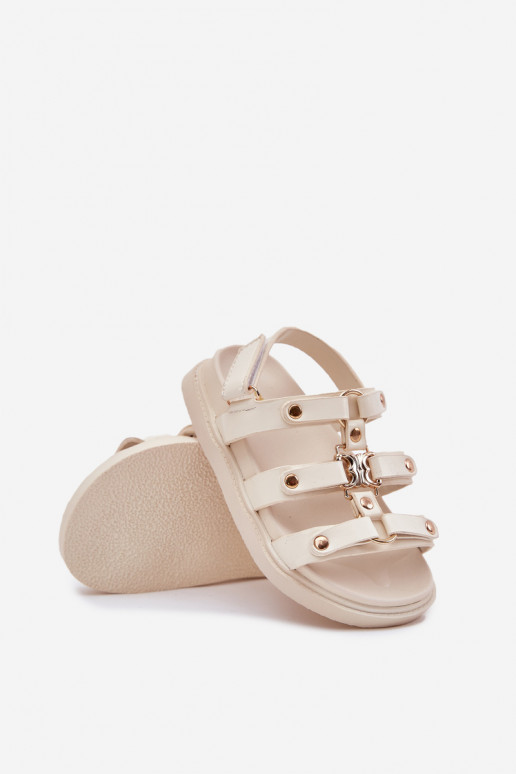 Girls Sandals With Golden Detail Beige Lunessa
