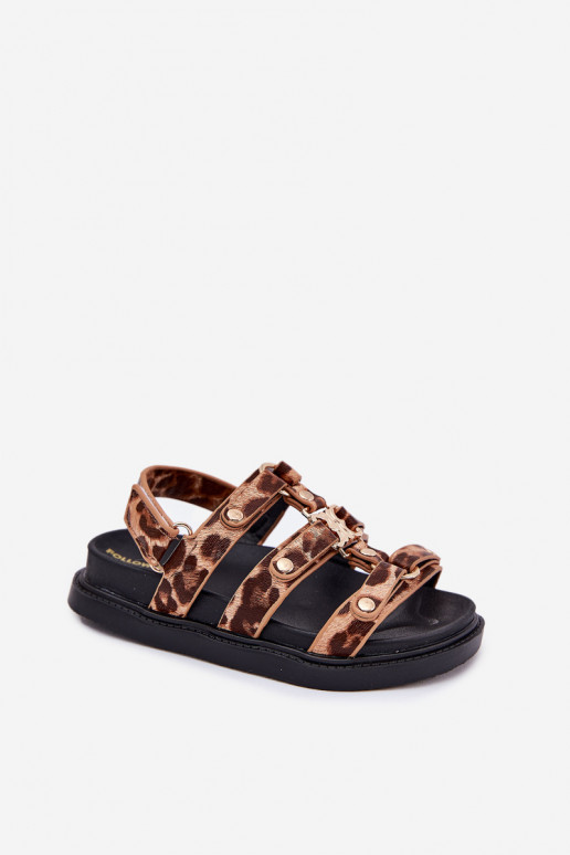 Girls Sandals With Golden Detail Leopard Lunessa