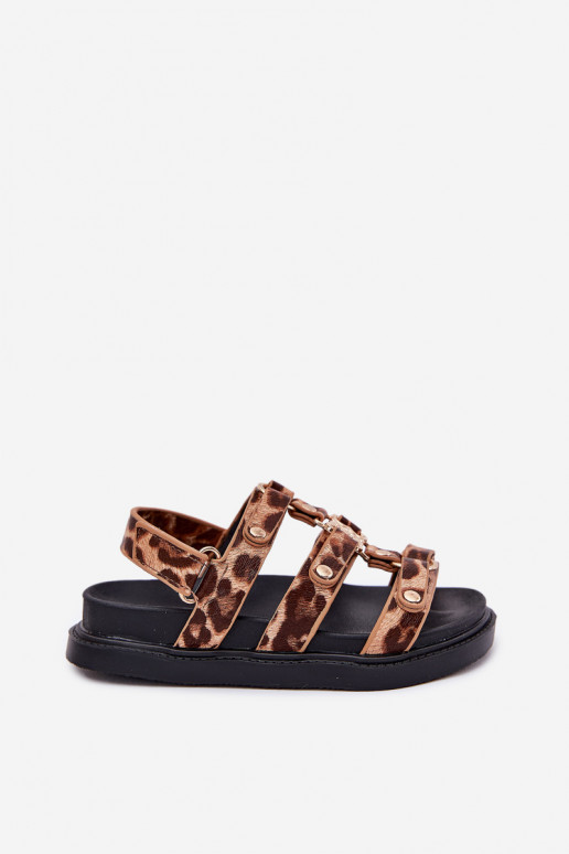 Girls Sandals With Golden Detail Leopard Lunessa
