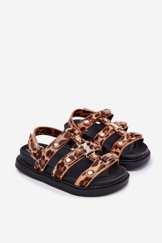 Girls Sandals With Golden Detail Leopard Lunessa