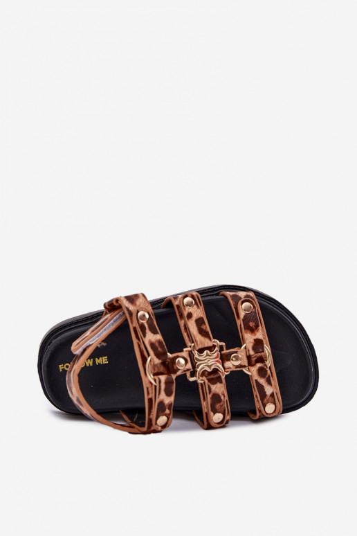 Girls Sandals With Golden Detail Leopard Lunessa