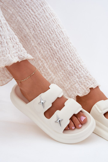 Women Foam Sandals On Platform Ecru Falowena