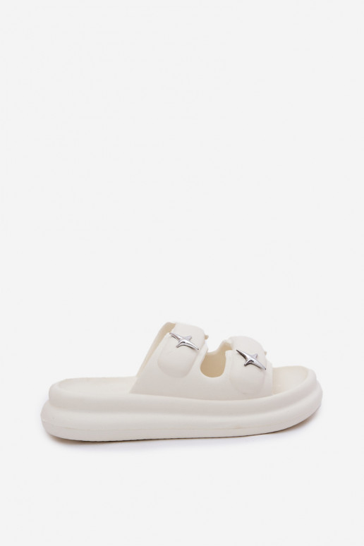 Women Foam Sandals On Platform Ecru Falowena