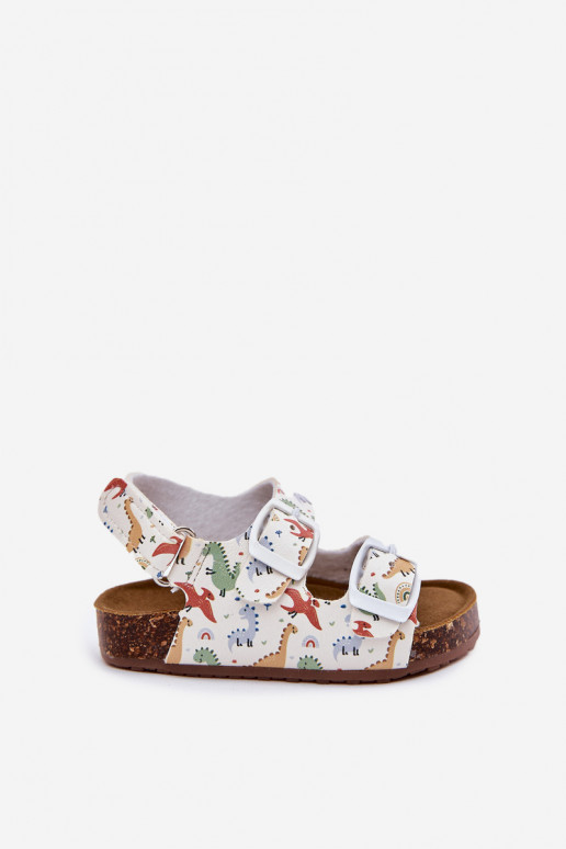 Children's sandals on cork sole with buckles dinosaurs multicolor Thessa Children's sandals on cork sole with buckles dinosaurs multicolor Thessa