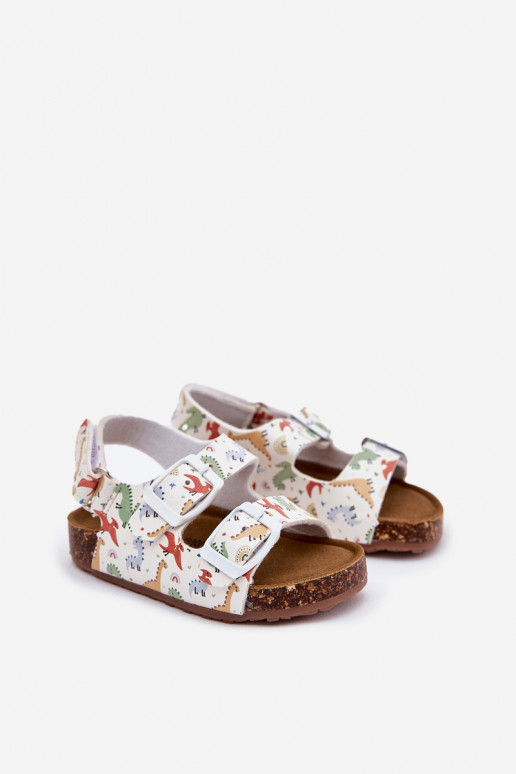 Children's sandals on cork sole with buckles dinosaurs multicolor Thessa Children's sandals on cork sole with buckles dinosaurs multicolor Thessa