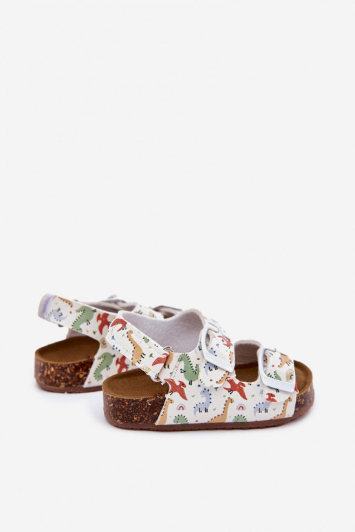 Children's sandals on cork sole with buckles dinosaurs multicolor Thessa Children's sandals on cork sole with buckles dinosaurs multicolor Thessa