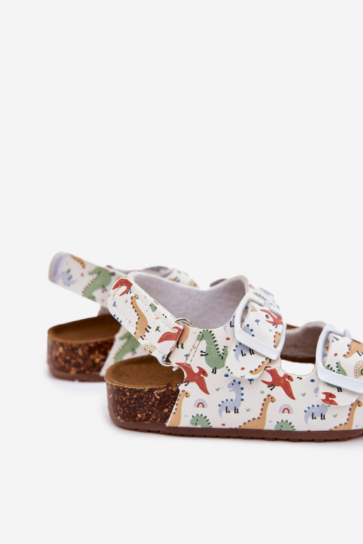 Children's sandals on cork sole with buckles dinosaurs multicolor Thessa Children's sandals on cork sole with buckles dinosaurs multicolor Thessa